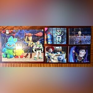 Disney TOY STORY 5-Puzzle Real Wood Set • 1 Large • 4 Small • In Wood Box